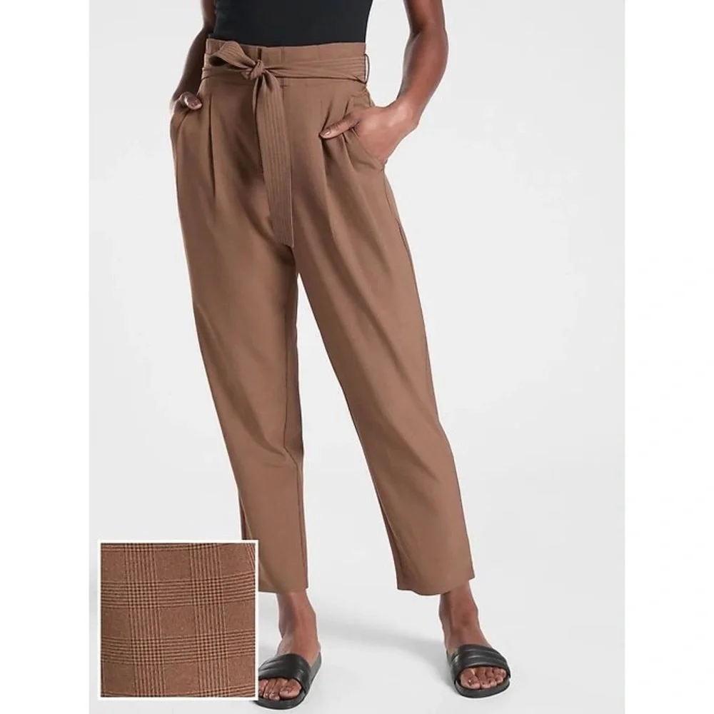 Athleta Skyline Plaid Pant II Brown Plaid